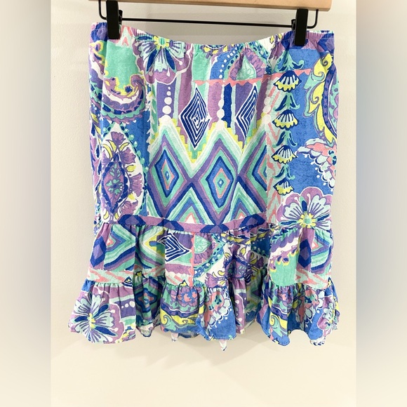 Escape By Habitat Colorful Ruffle Hem Skirt Blue & Purple Size Medium - Picture 3 of 5
